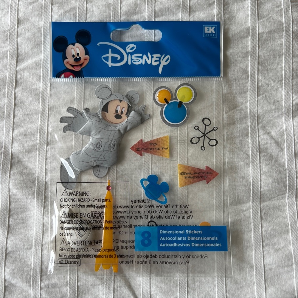 NWT Disney EK Success Astronaut Mickey Mouse Space Explorer 3D Sticker Set